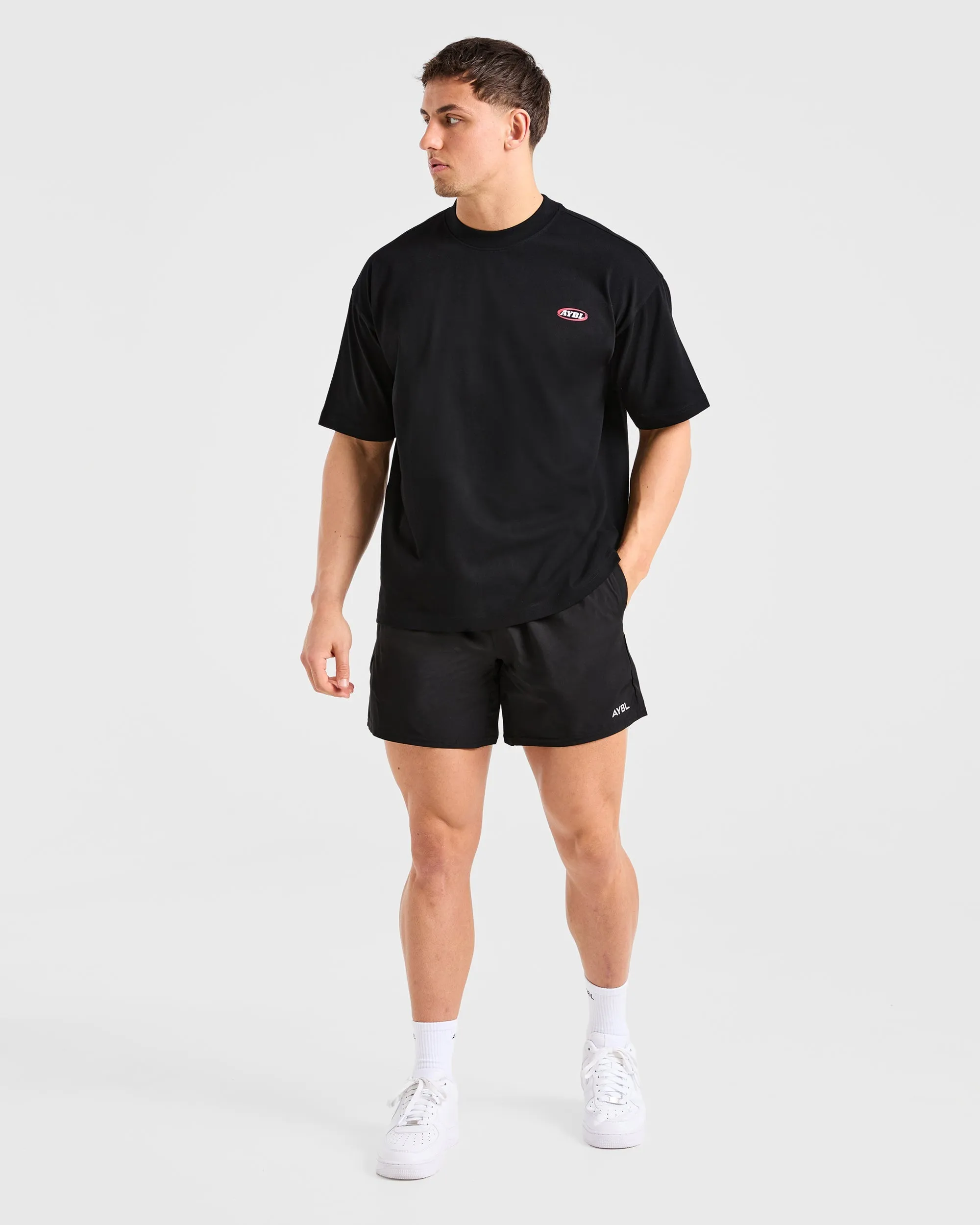 Athletics Script Oversized T Shirt - Black Flexible Shoulder Seams