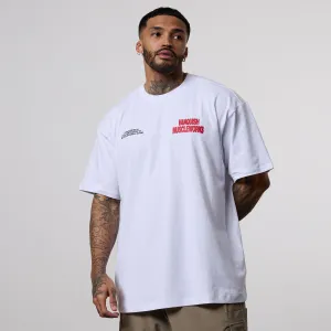 Vanquish x Muscleworks White Oversized T-Shirt Layered Collar Striped modernity