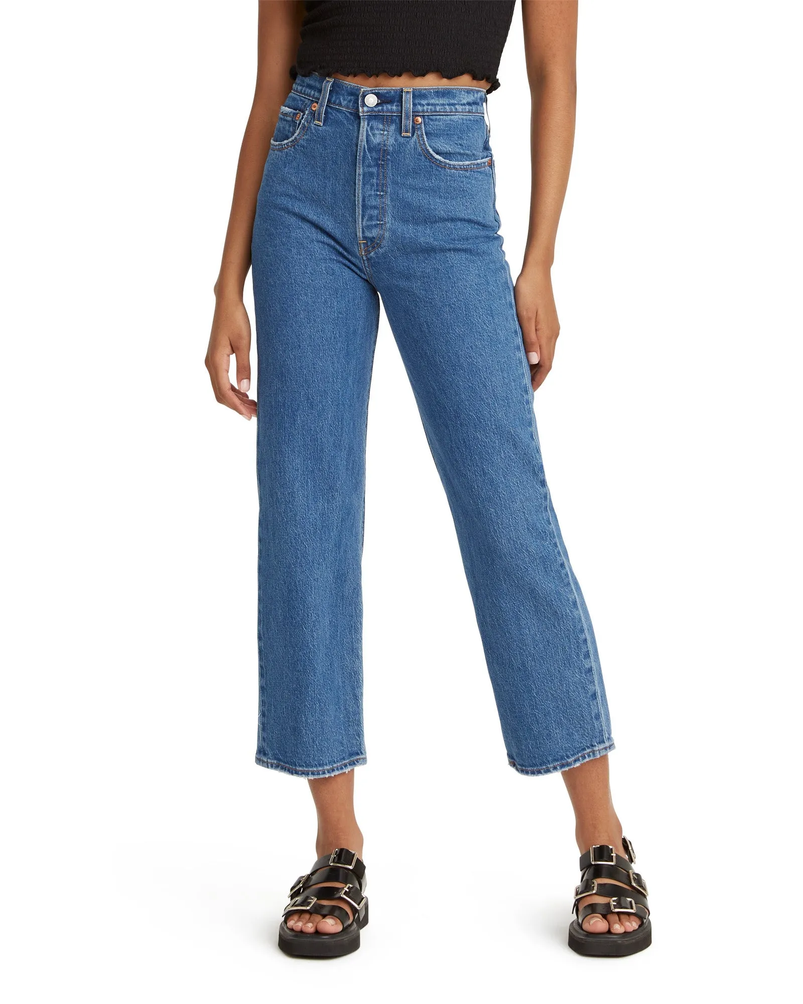 Levi's? Womens Ribcage Straight Ankle Jeans - Jazz Pop Reliable Outfit Clean Detail