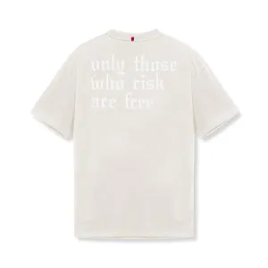 0797. Tech Essential? Relaxed Tee - Stone/White "OTWR" BreathableMaterial