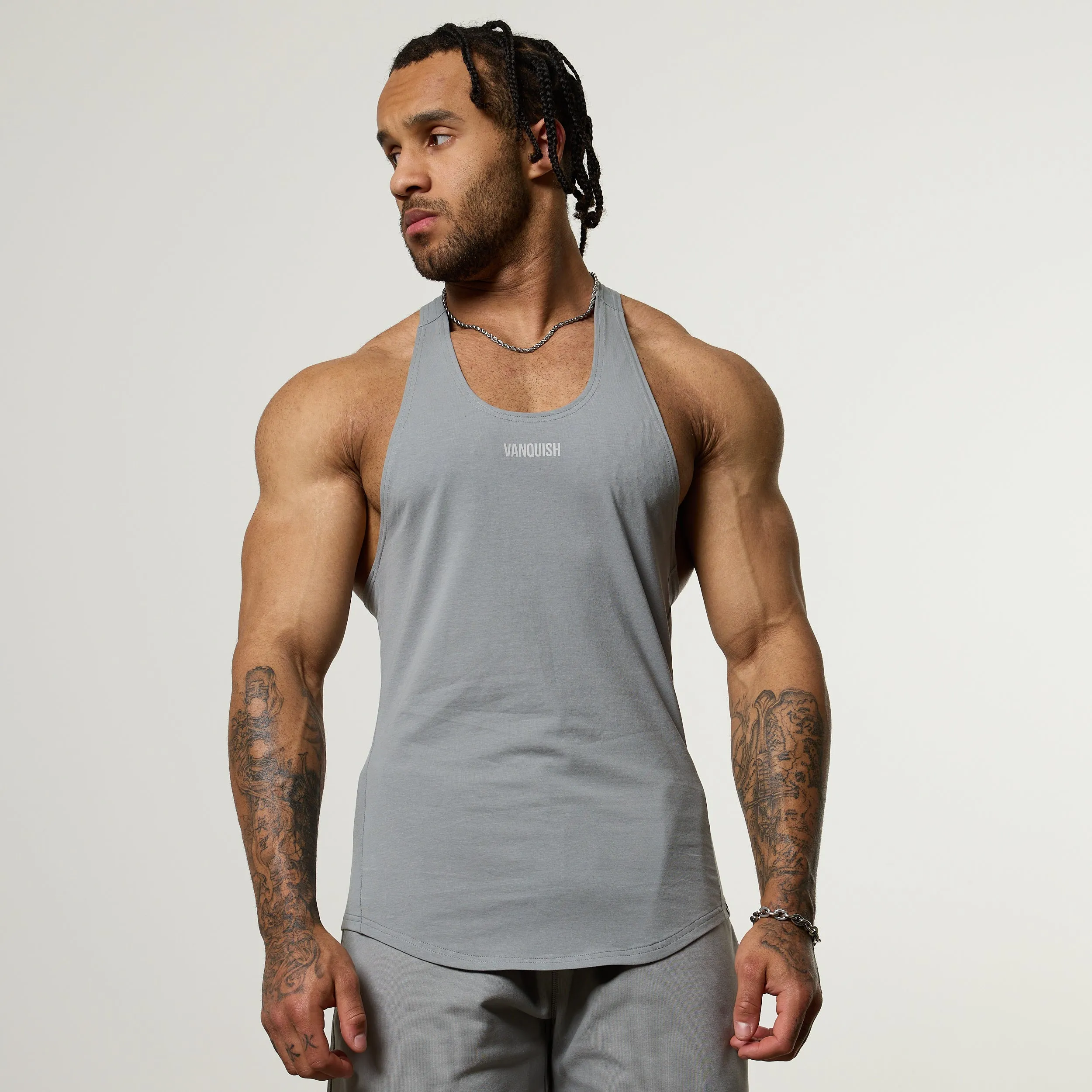 Microfiber Blend Christmas Vanquish Essential V2 Steel Grey Stringer Vest