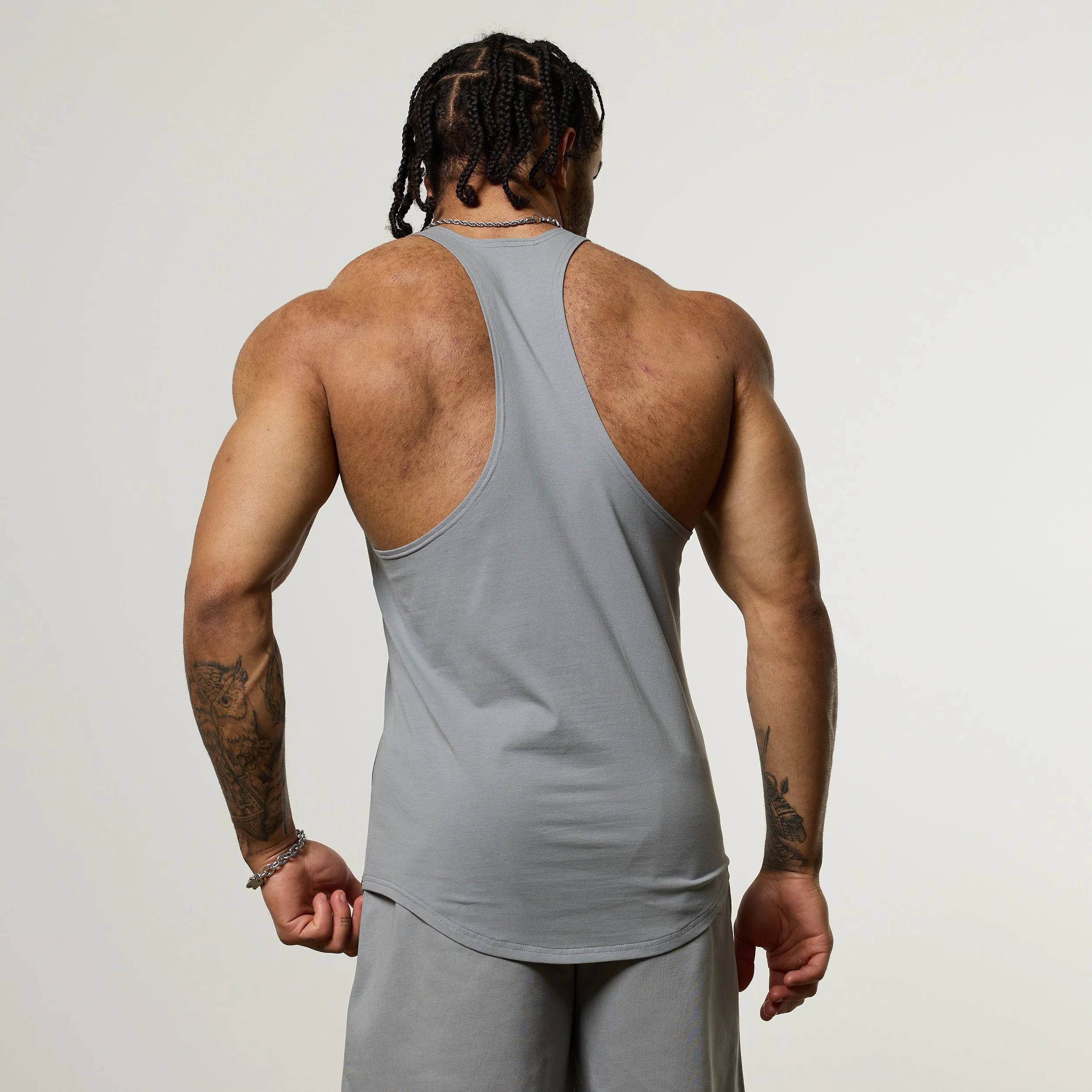 Vanquish Essential V2 Steel Grey Stringer Vest Travel Comfort Style Ribbed Collar Trim