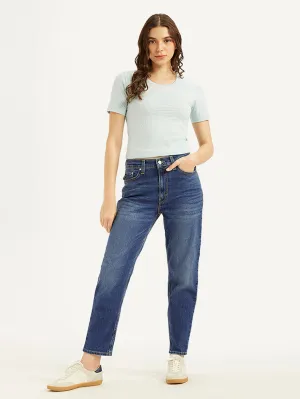 Women's 80s Mom Blue Loose Fit High Rise Jeans Simple Choice Base Outfit
