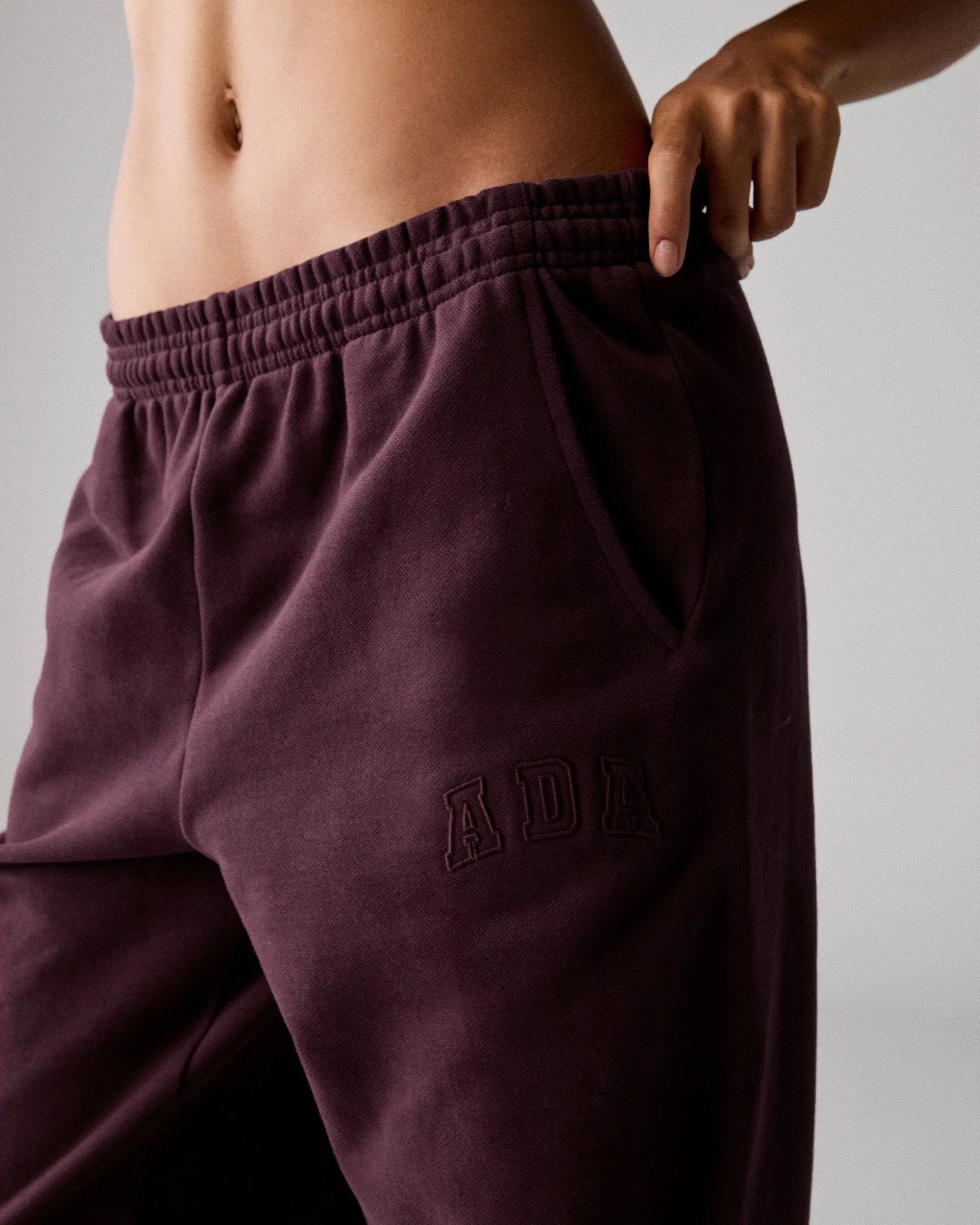 Versatile Waist Ripped design ADA Sweatpants - Dark Cherry