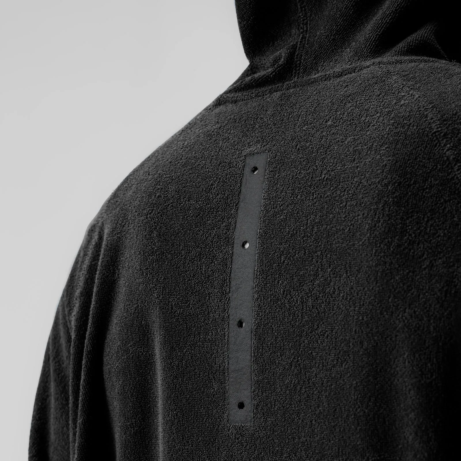 Water resistant coating Adjustable 1054. Towel Terry Reversible Hoodie - Black