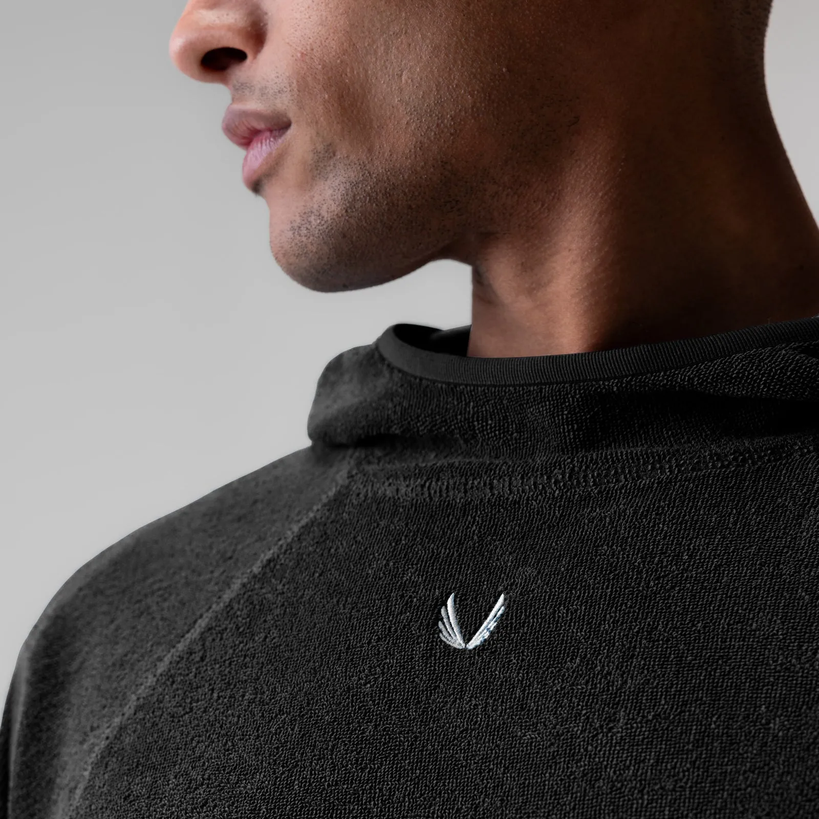 1054. Towel Terry Reversible Hoodie - Black Travel Friendly