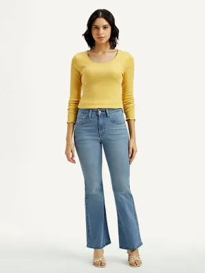 Women's 726 Med Indigo Flared Fit High Rise Jeans Eco Friendly Fashion Lover Morning Stroll Lifestyle Fit