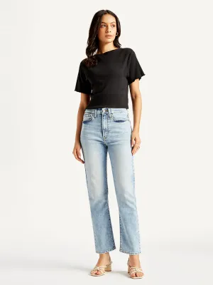 All Round Fit Light Fabric Women's Blue Wedgie Straight Fit Mid Rise Jeans
