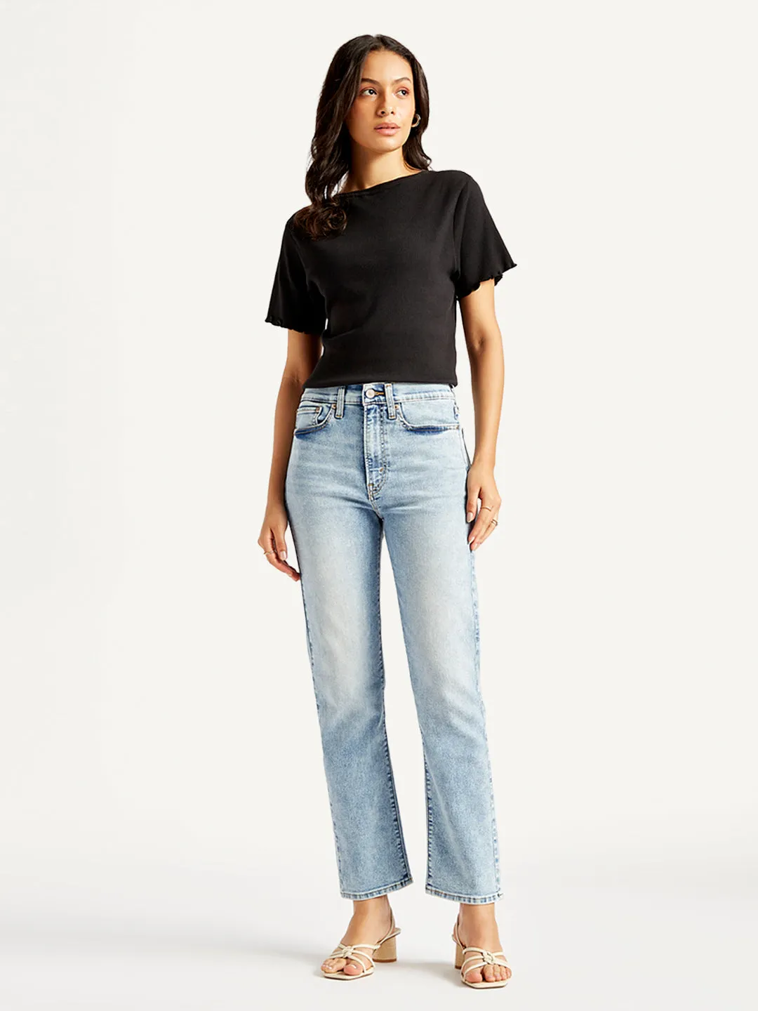 All Round Fit Light Fabric Women's Blue Wedgie Straight Fit Mid Rise Jeans