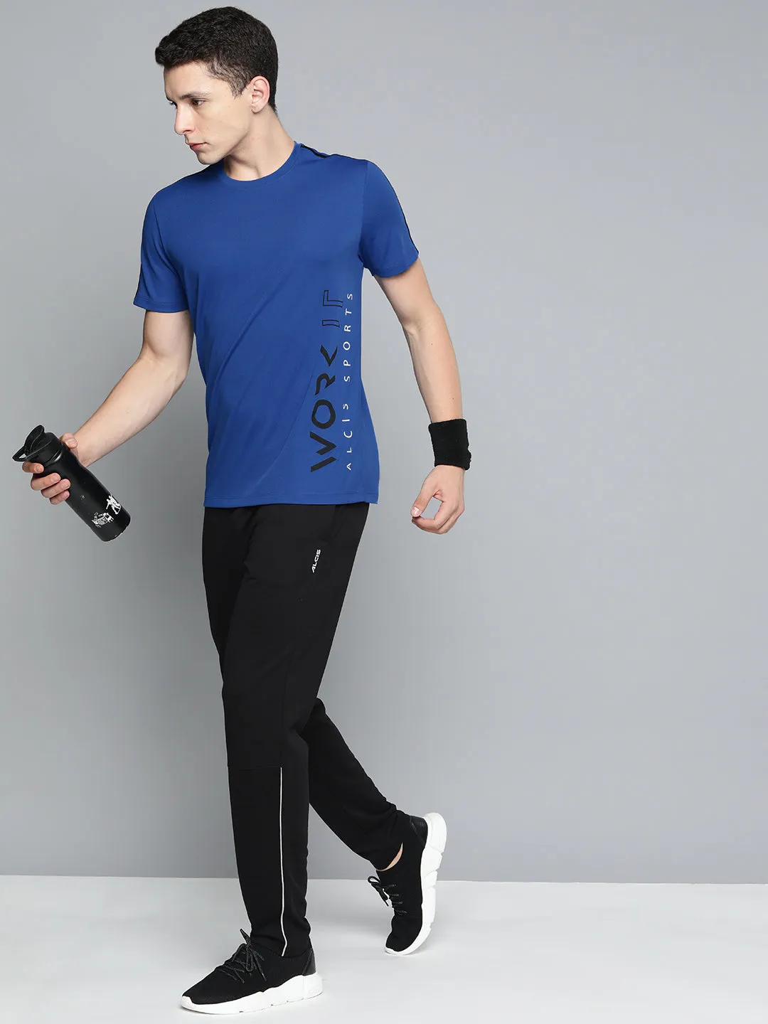 Dynamic Glow ChafeFree Design Alcis Men Typography Printed Dry Tech Slim Fit T-shirt
