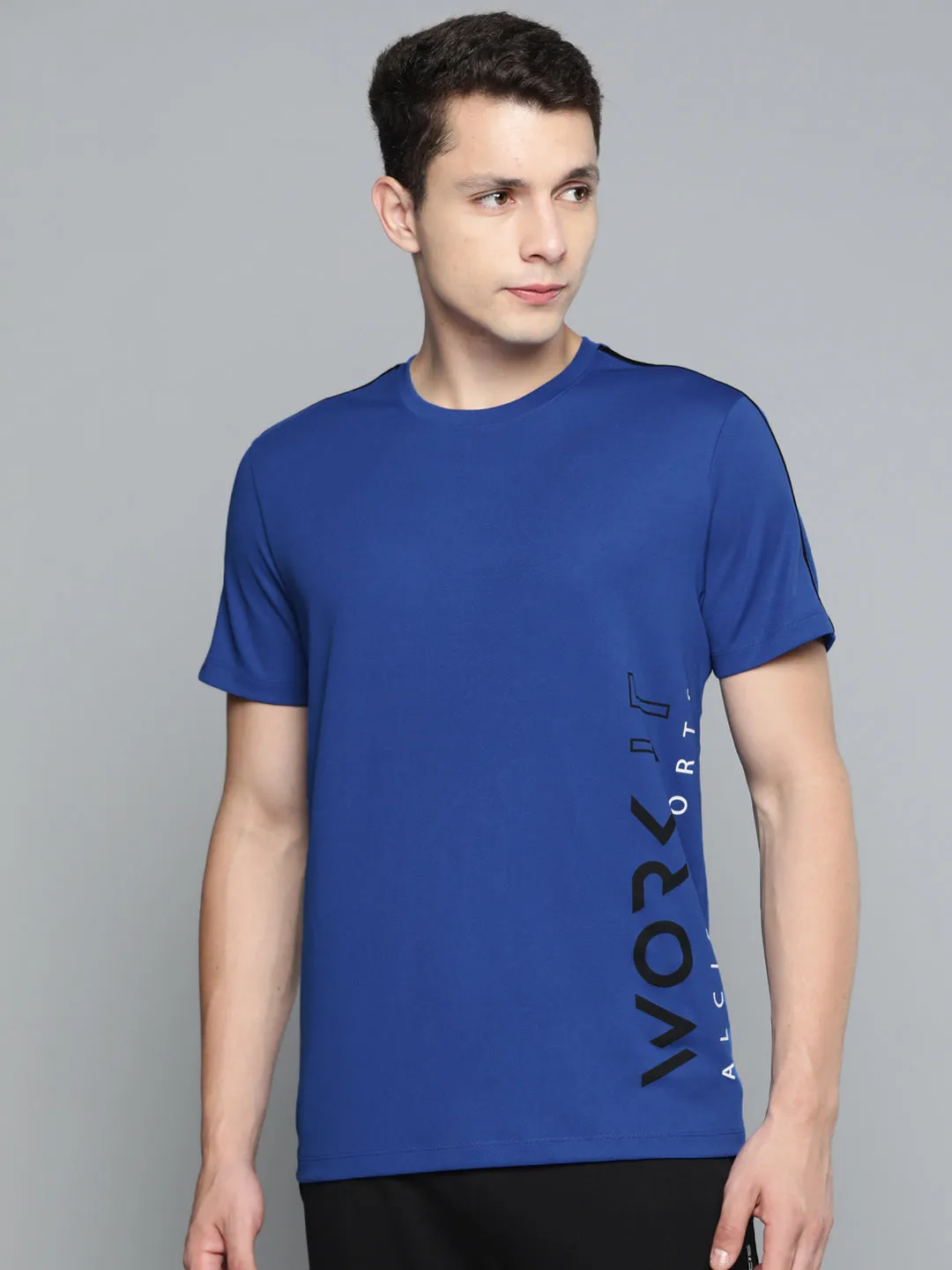 Alcis Men Typography Printed Dry Tech Slim Fit T-shirt TaglessNeckline NonIrritating Seams