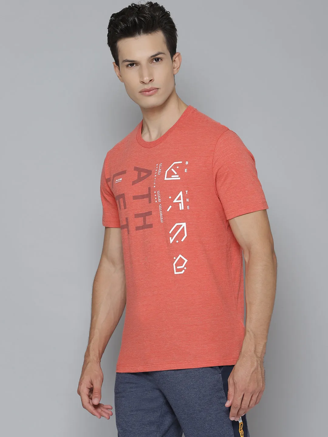 Alcis Men Printed Orange Tshirts smooth zipper