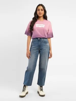 Women's 94 Blue Baggy Fit High Rise Jeans Minimalist Styling