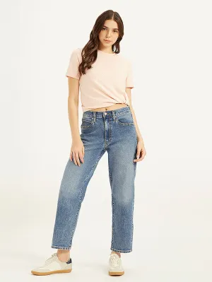 Women's 94 Blue Baggy Fit Mid Rise Jeans Functional Fit Festival Outfit Professional Wear