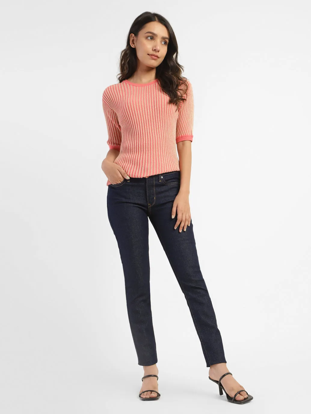 Women's 711 Blue Skinny Fit Mid Rise Jeans Easy Pairing