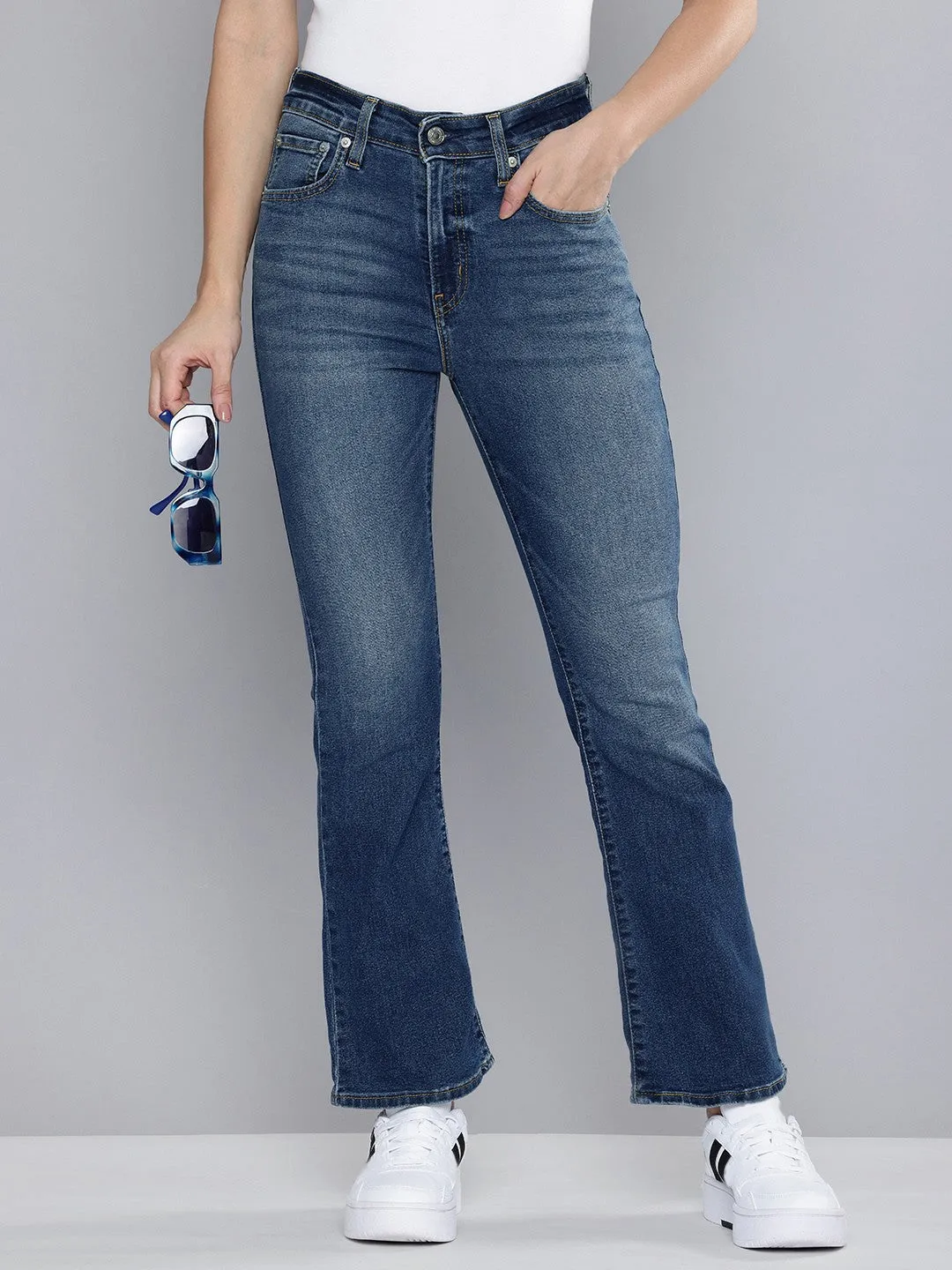 Travel Outfit Music Event Women's 725 Blue Flared Fit High Rise Jeans