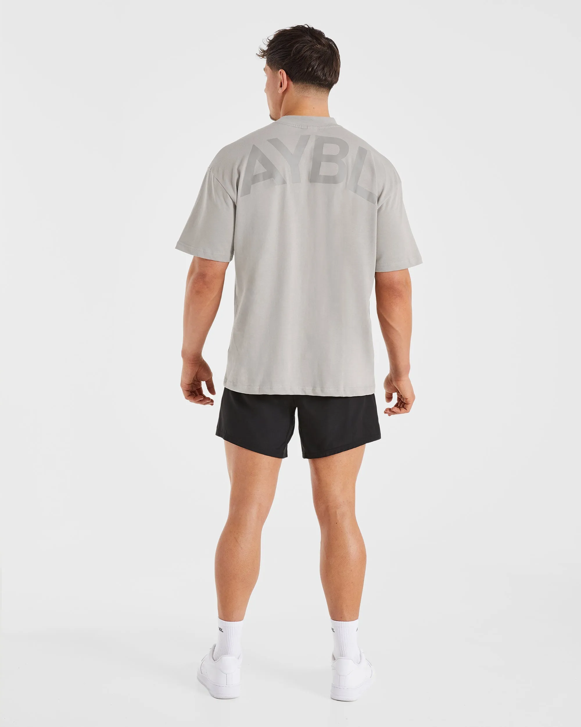 Reinforced Shoulder Stitching Self Fabric Tape Essential Oversized T Shirt - Fog