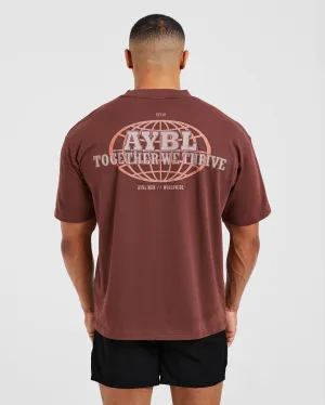 Global Oversized T Shirt - Burnt Red Microfiber texture adults'