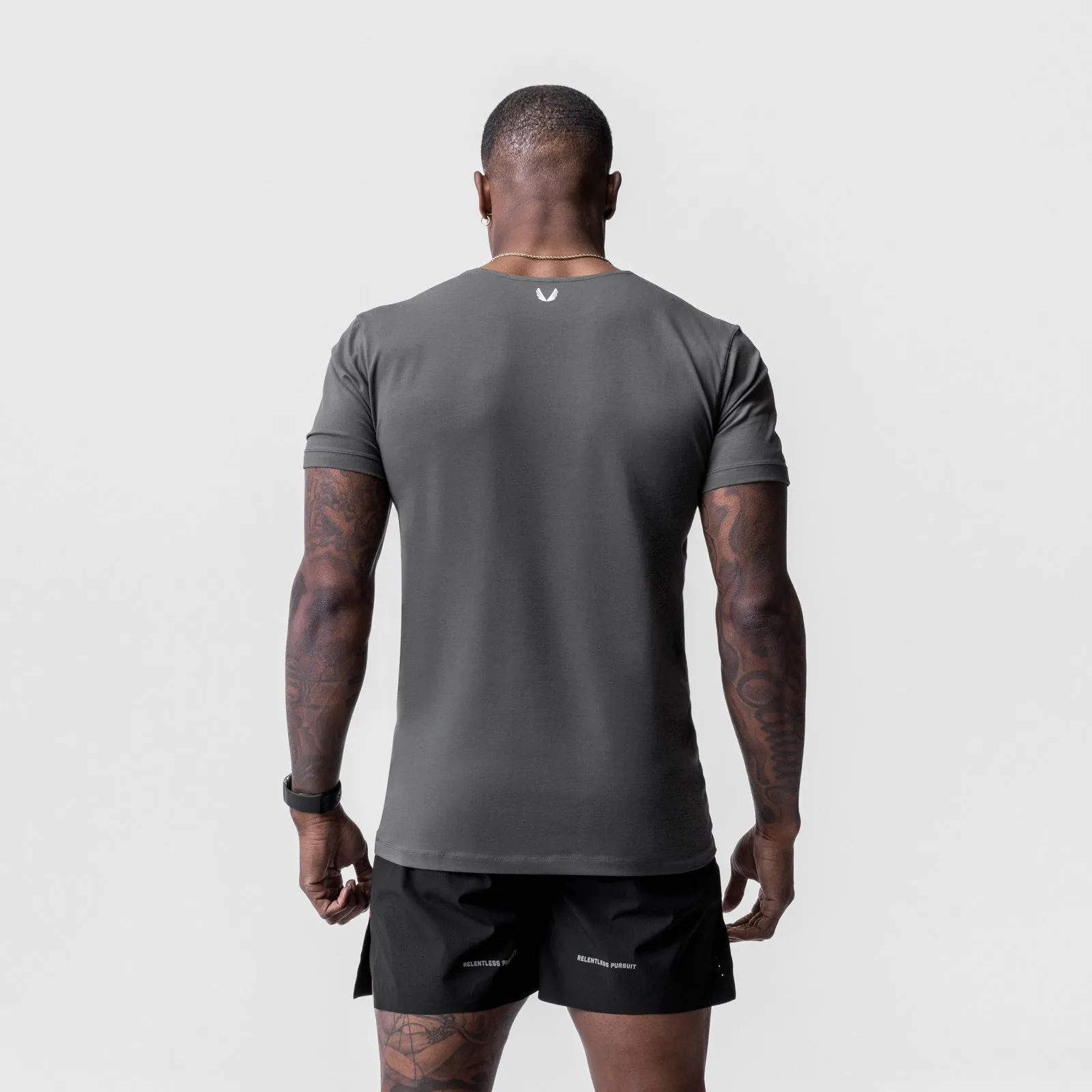 0632. Solucell? Essential Tee - Space Grey Striped modernity