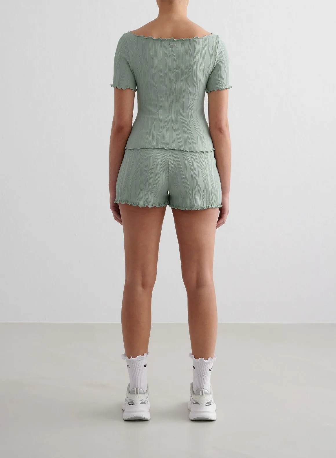 Aqua Tulip Short Sleeve Top VintageWash Stretch Jersey Knit