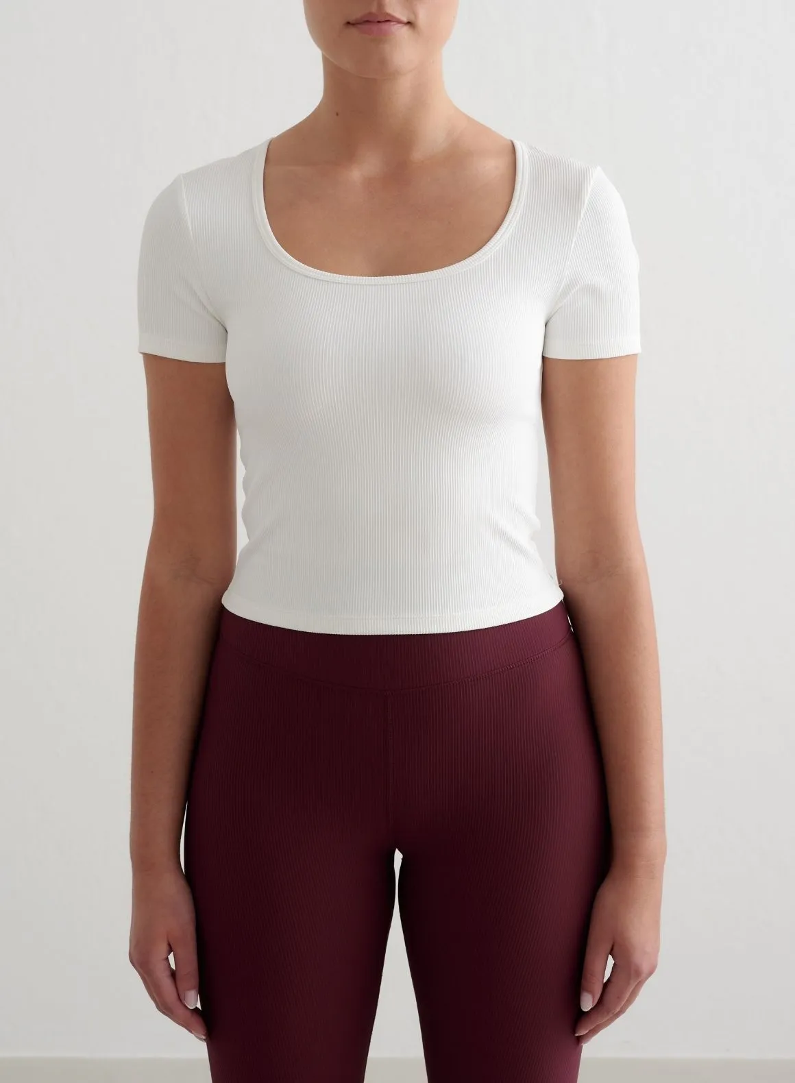 Comfortable Touch AntiStaticLining White Ribbed Performance Short Sleeve