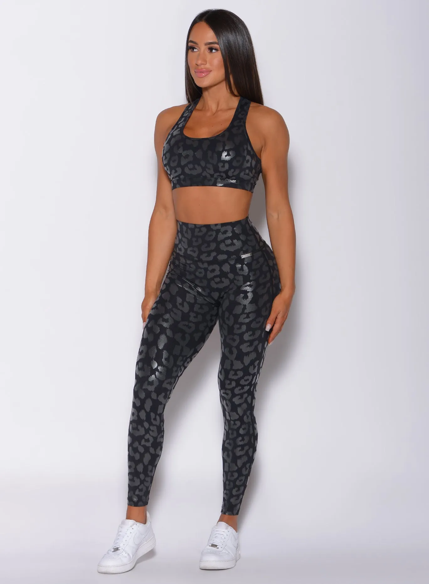 Shine Leopard Leggings Full length