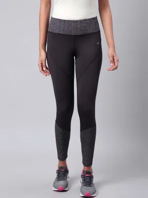 Alcis Women Black Solid Training Tights Minimal Design Moisture Wicking Active Lifestyle