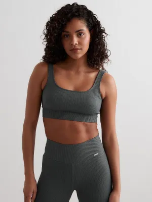 Rough texture Sage Ribbed Seamless Bra