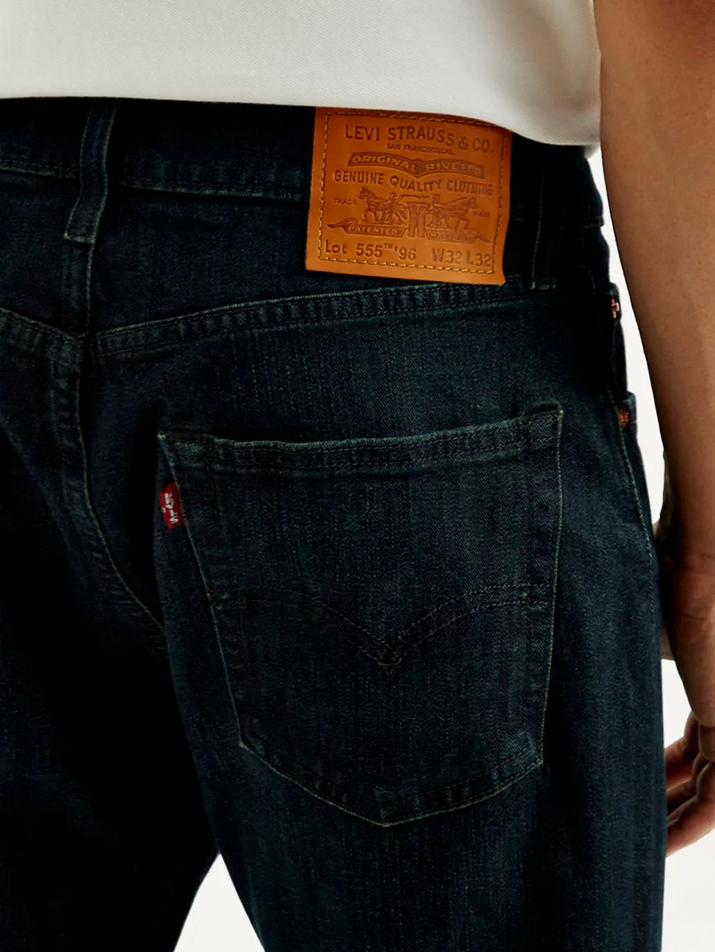 Men's 555 Dark Blue Loose Fit Mid Rise Jeans Lightweight Construction