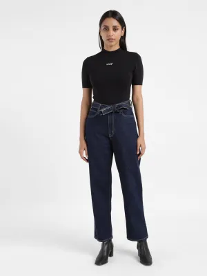 Stretch Soft Women's 94 Navy Blue Baggy Fit Mid Rise Jeans