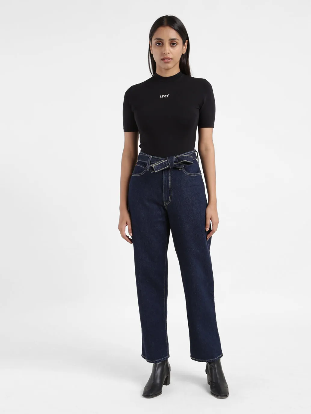 Stretch Soft Women's 94 Navy Blue Baggy Fit Mid Rise Jeans