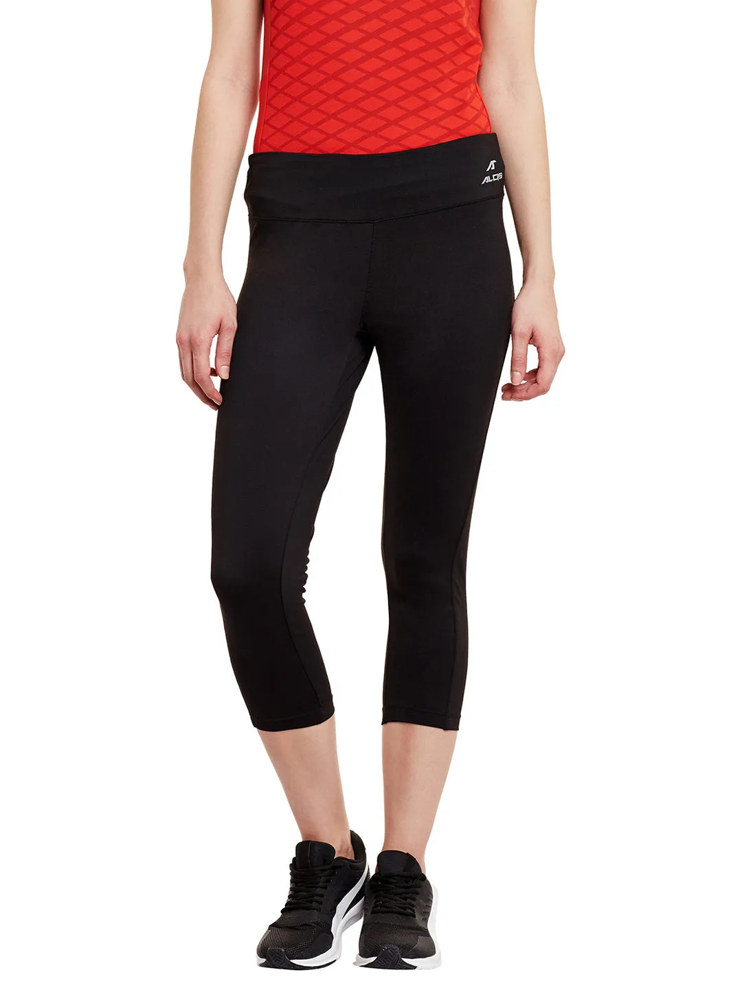 Alcis Women Solid Black Tights Eco Shopper Pilates Session