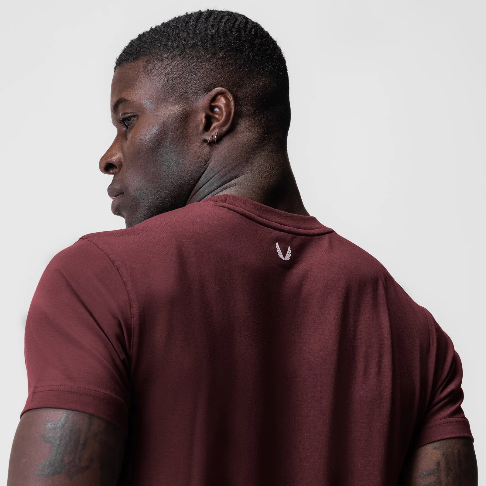 0923. Supima? Essential Tee - Crimson SoftenedNeckline