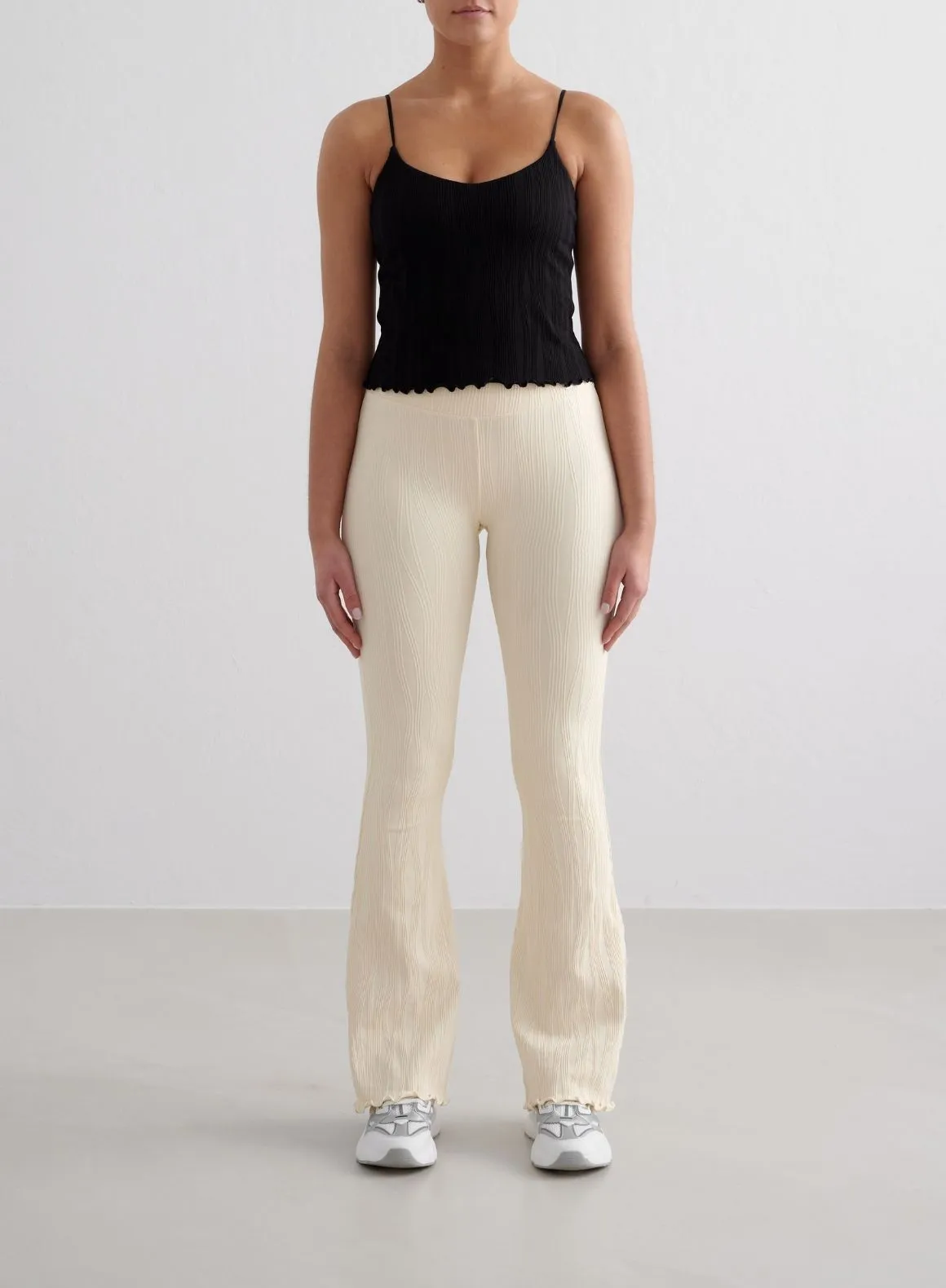 Active Lifestyle Compression Support Almond White Tulip Flare Tights