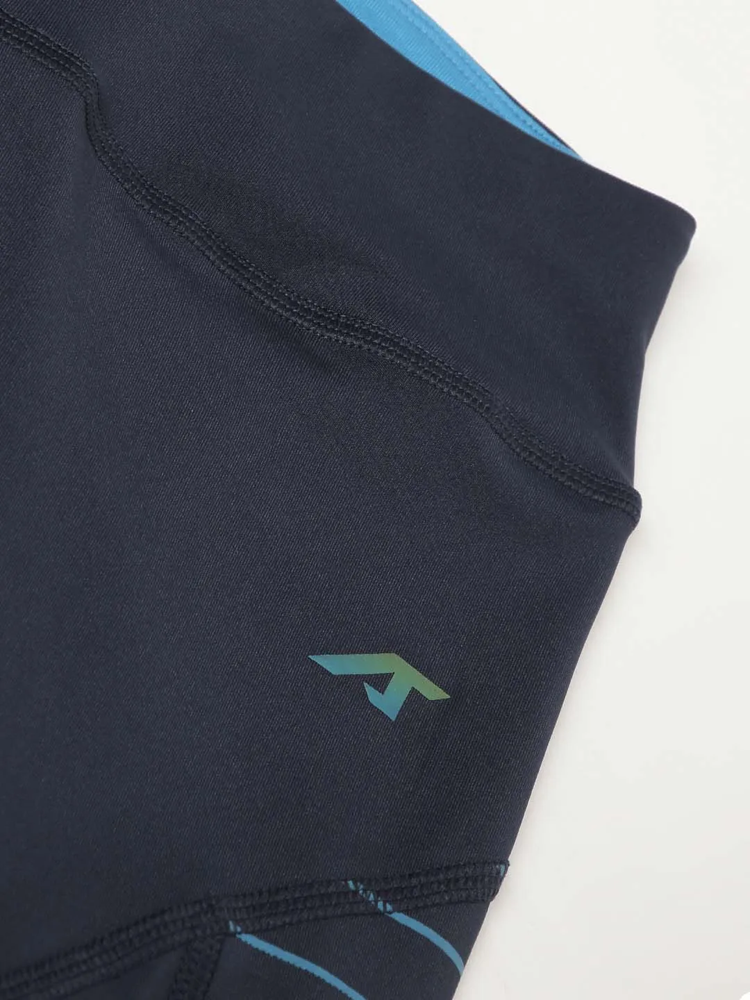 City Walk Rib Knit No Chafe Technology Alcis Women Blue Drytech  Printed Cropped Training Tights
