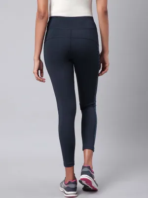 Alcis Women Blue Drytech  Printed Cropped Training Tights Breathable Fabric Beach Walk Chill Fit