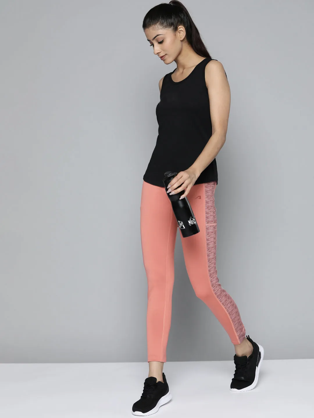 Alcis Women Dusty Pink Solid Gym Tights Mountain Hike Wrinkle Resistant