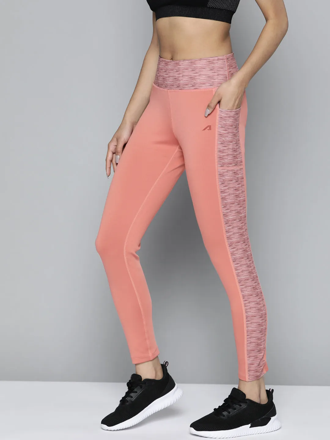 Alcis Women Dusty Pink Solid Gym Tights Casual Day Ultra Light