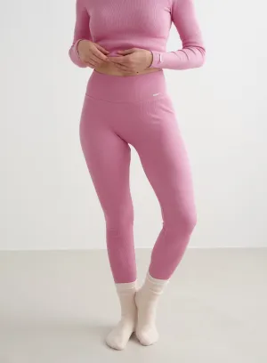 Durable Stitch Home Lounge Peony Pink Ribbed Wool Leggings