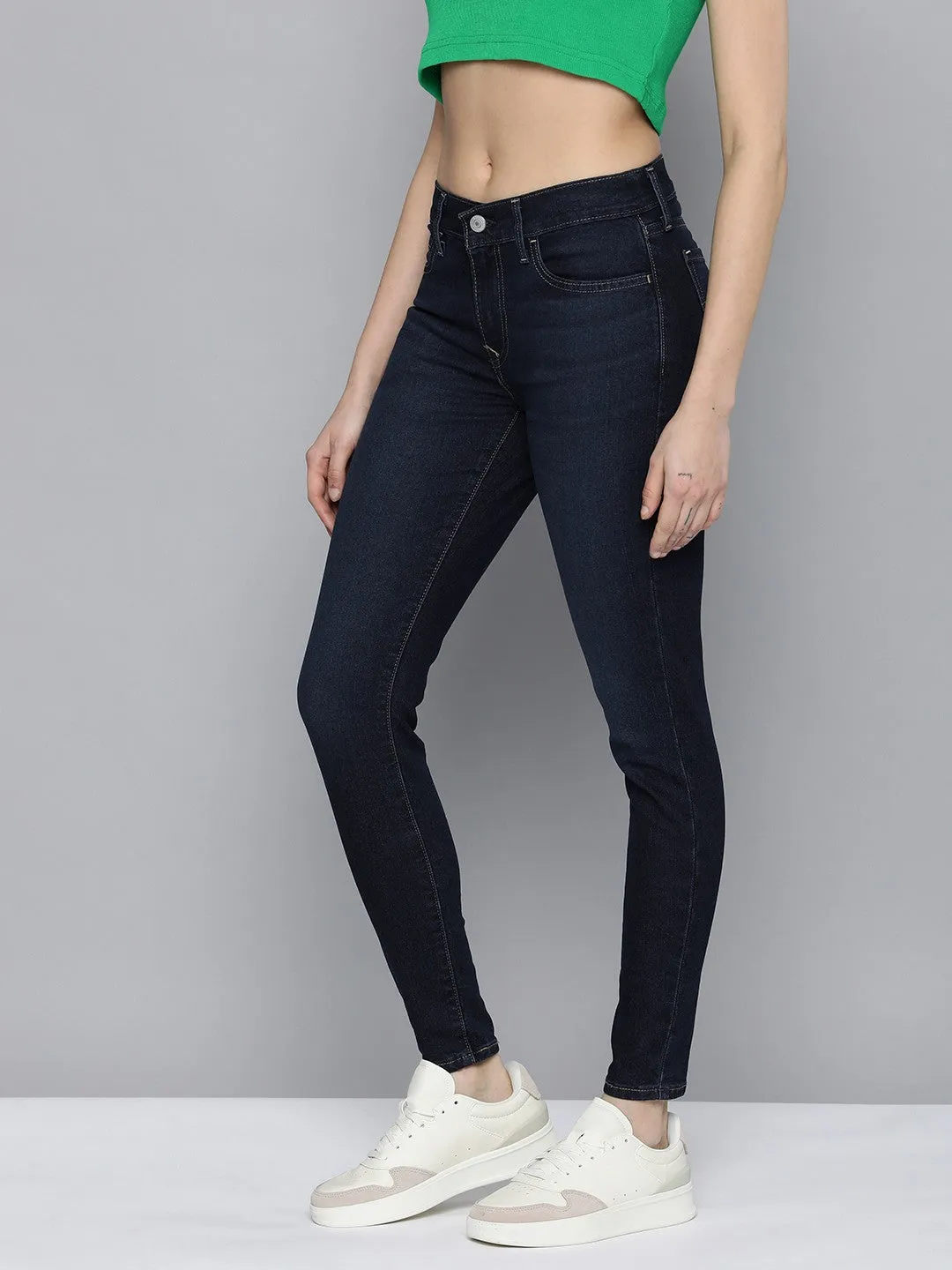 Women's 710 Blue Skinny Fit Mid Rise Jeans Urban Fit