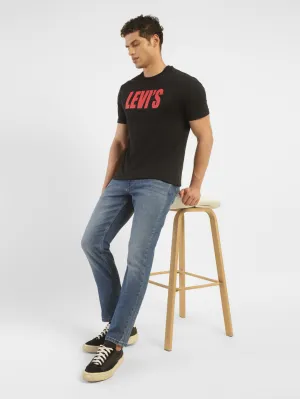 Men's 511 Navy Blue Slim Fit Mid Rise Jeans Breathable Fit Garment Dyed Technique