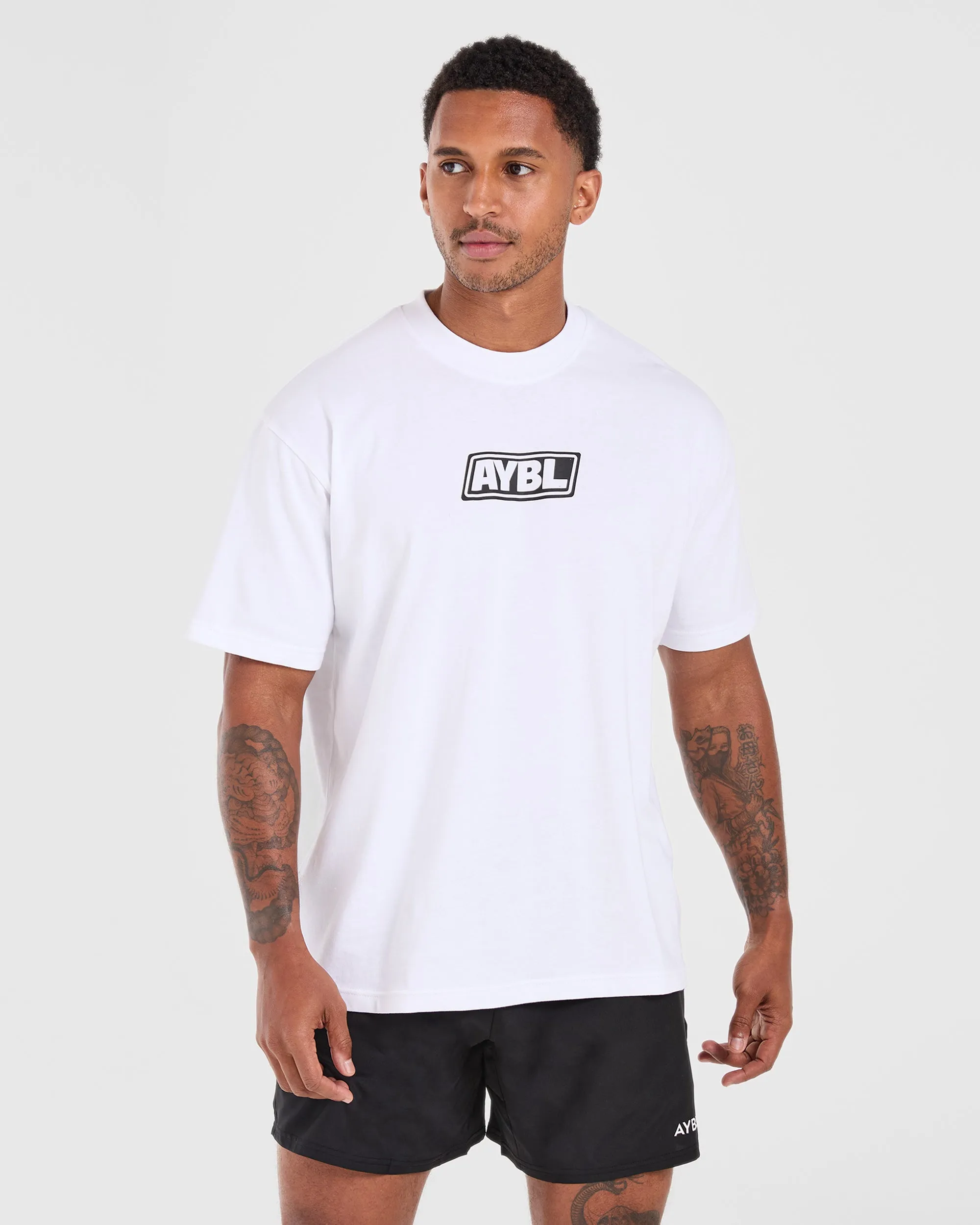 Modern Layering Active Outfit Retro Oversized T Shirt - White