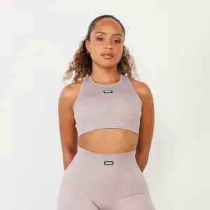 Thin Straps Stretchy Band Vanquish Ribbed Seamless Blush Racer Back Bra