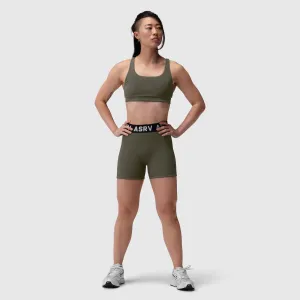 W039. Lycra? Hybrid Sports Bra - Olive Versatile Support