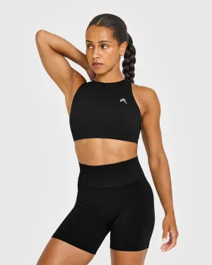Anti-static seams EasyLift? High Neck Sports Bra | Black Eco Friendly Dye Process