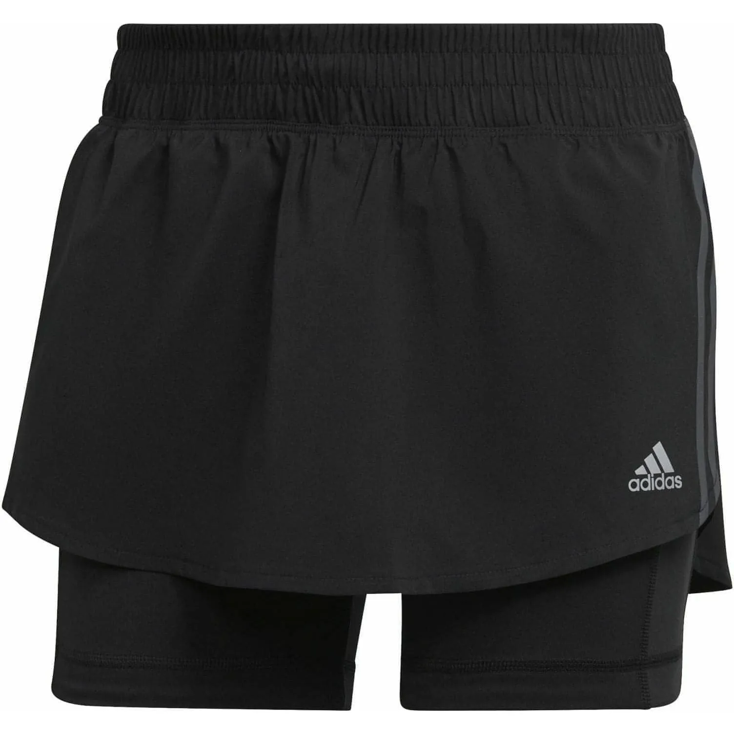 adidas Run Icons 3 Stripes Womens Running Skort - Black quick-drying Printed design