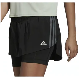 corduroy shorts Roll Up Cuff Design adidas Run Icons 3 Stripes Womens Running Skort - Black