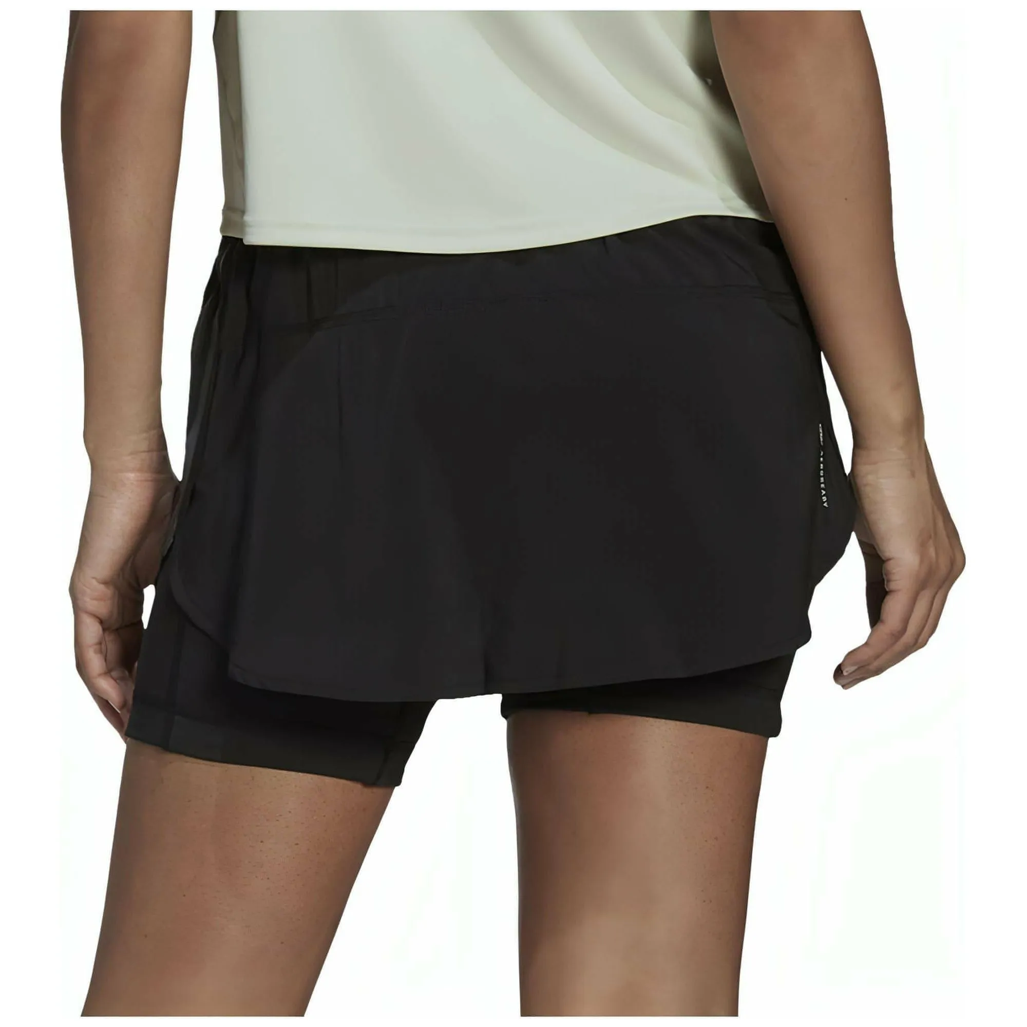 adidas Run Icons 3 Stripes Womens Running Skort - Black Bacterial Growth Prevention
