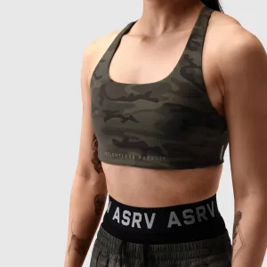 W039. Lycra? Hybrid Sports Bra - Dark Camo White activewear Supportive Padding