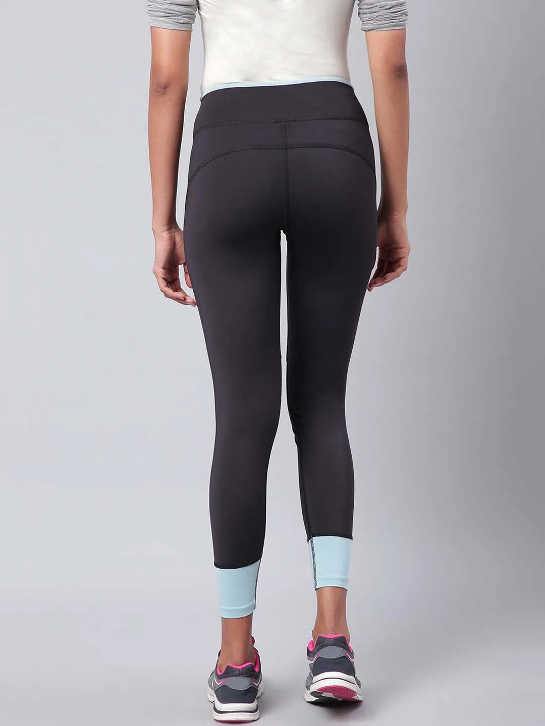 Petite Size Non See Neutral Tone Alcis Women Black Solid Training Tights